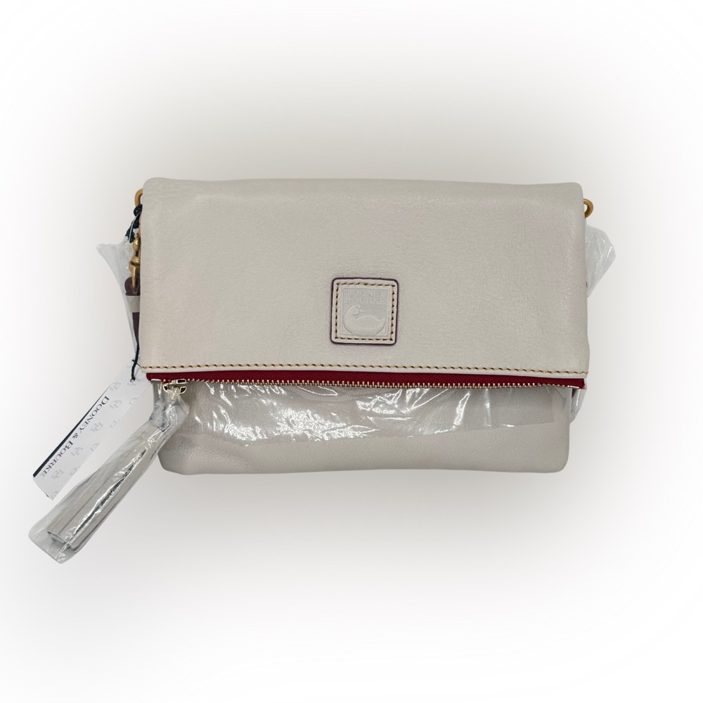 Dooney & Bourke Ecru Florentine Foldover Zip Crossbody